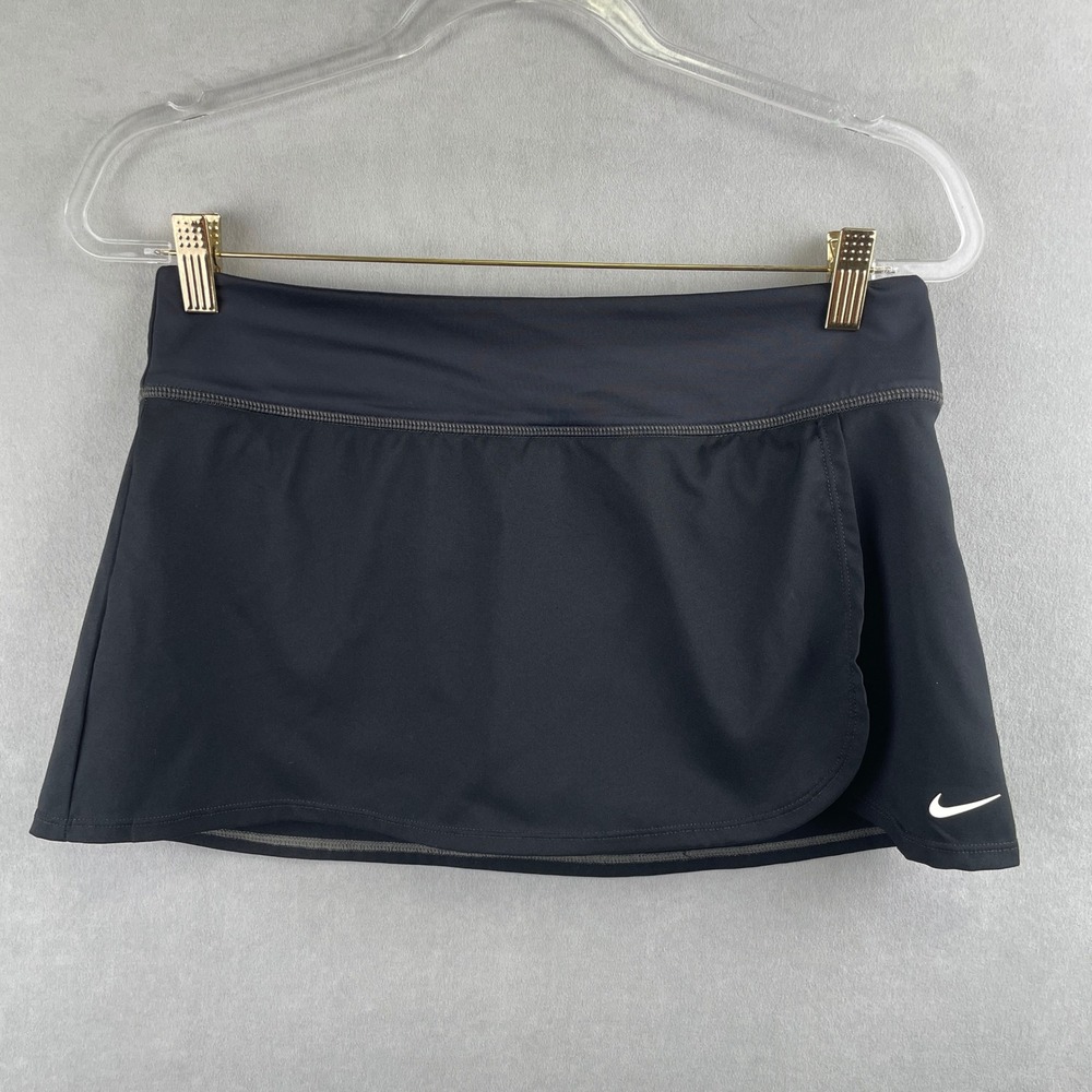 Nike Skirt Black Brief Lined Zip Pocket Stretch Athletic Tennis Running Cute M